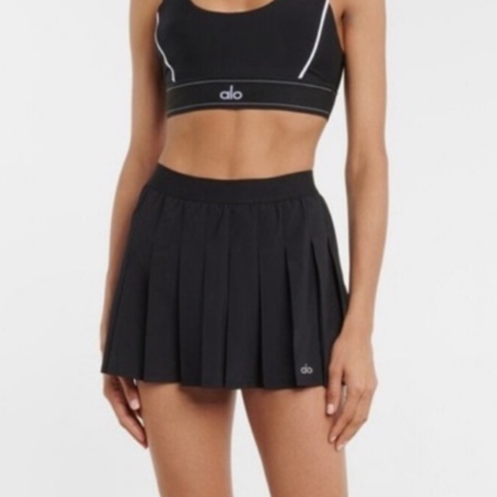 ALO Yoga Black Varsity Tennis Skirt